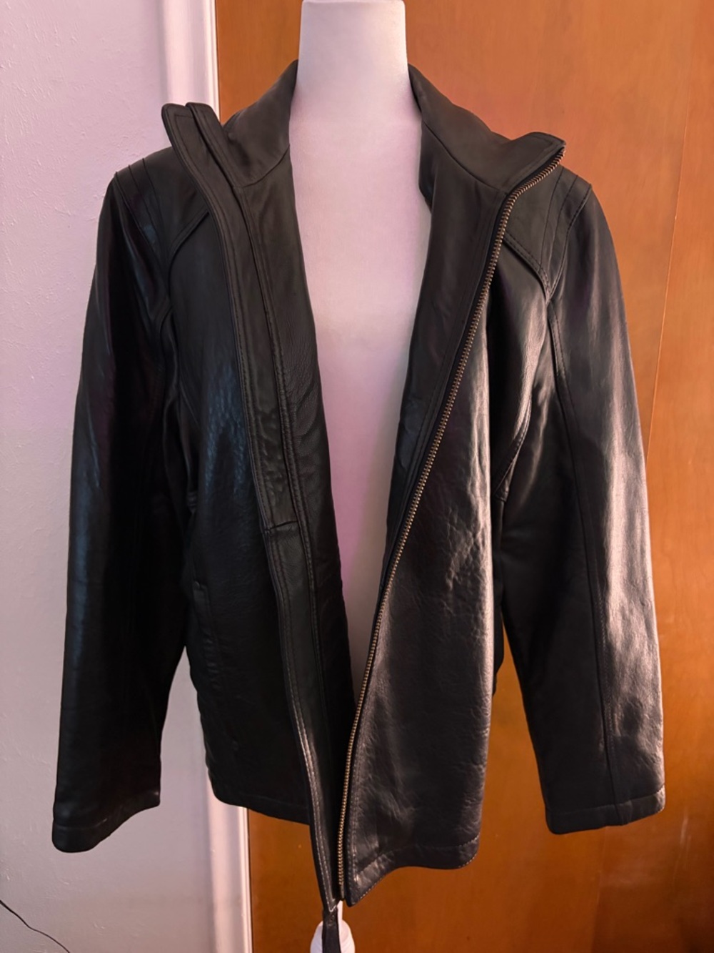 Marc New York Andrew Marc Men’s Black Leather Jacket XL Zip Front Moto Coat